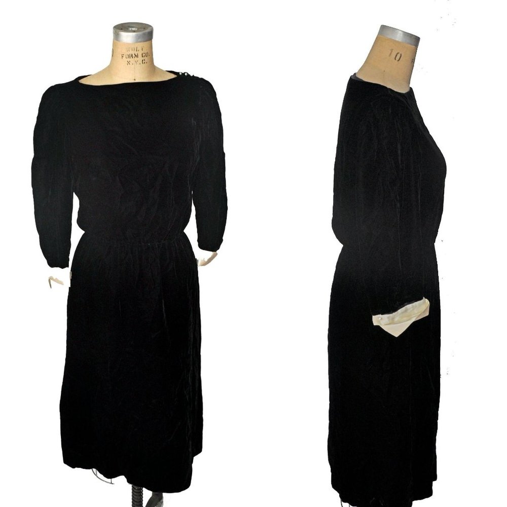 Vintage 90s Goth Black Velvet Dress